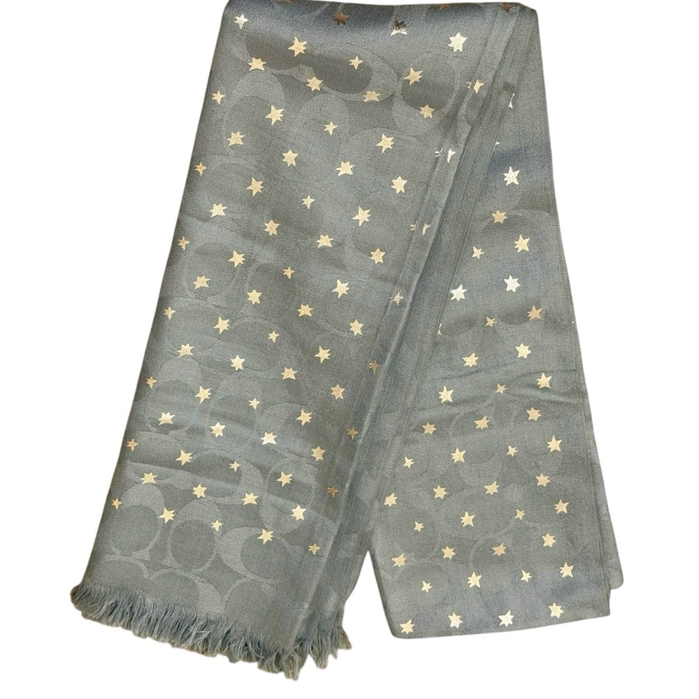 Metallic Star Celestial Signature Logo Scarf in Blue and Silver - Picture 9 of 9